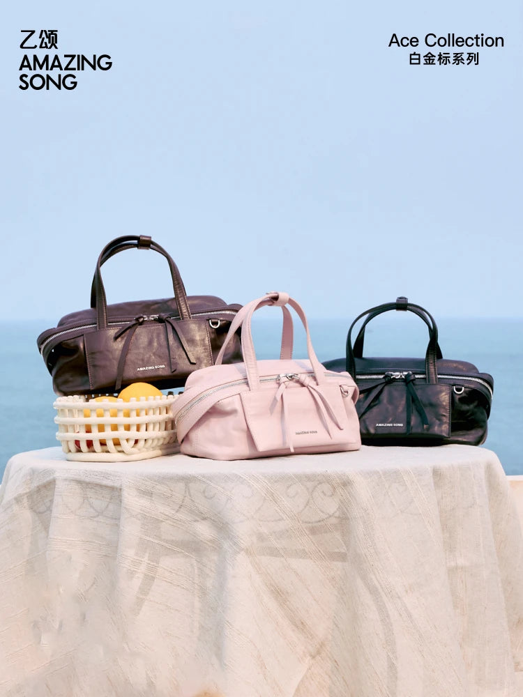 Amazing Song Original Design Cheese Roll Pillow Bag Small Top Grain Leather 2026 New Fashionable Women's bags