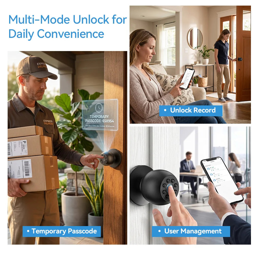 Tuya Smart Bluetooth Fingerprint Lock Smart Life Control Passcode Unlock Electronic Digit Home Intelligent Security System