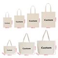 100PCS/Lot Custom Logo Natural Canvas Tote Bags – High-Quality Reusable Cotton Grocery Shopping Bags with Large Capacity