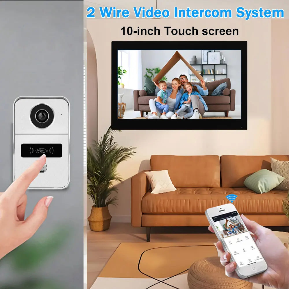 1080P Video Intercom Wifi 7/10 Inch Monitor Kit for Apartment System Home Security 2 Wire Doorbell Card Swipe Private House Tuya