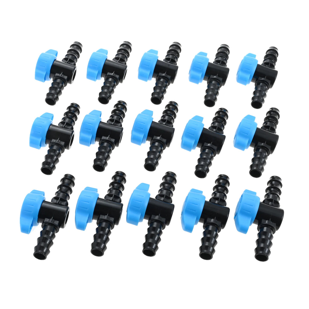 15pcs Plastic Drip Irrigation 1/2 Inch Barbed Shut Off Valve for 1/2 Inch 16mm Drip Irrigation Tubing for Drip Sprinkler Systems