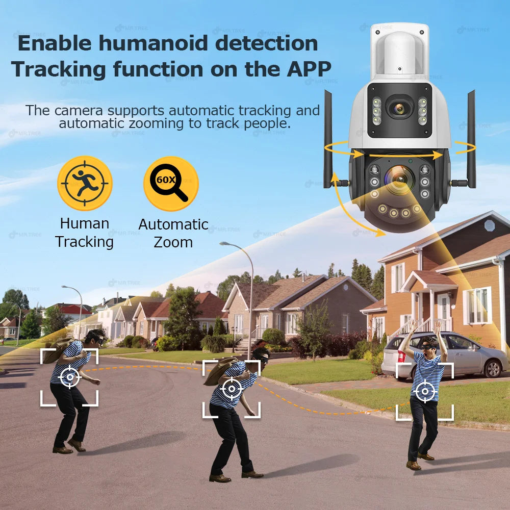 Metal AOV Solar Security Camera 4K 4G SIM 60X Optical Zoom Human  Tracking 31200 Mah 24 Hours Record Home Outdoor Surveillance