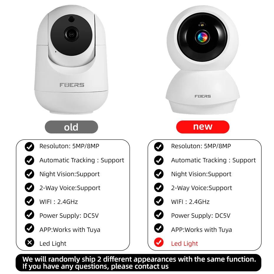 Fuers 5MP WiFi Camera Works With Tuya Smart Home Indoor Wireless IP Surveillance Camera AI Detect Security Baby Monitor