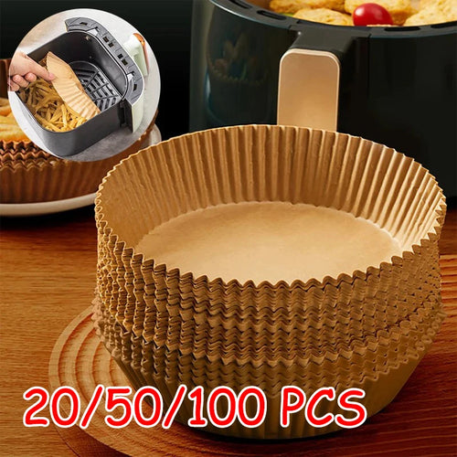 Square air fryer paper liner, crimped ridges, disposable baking tray insert