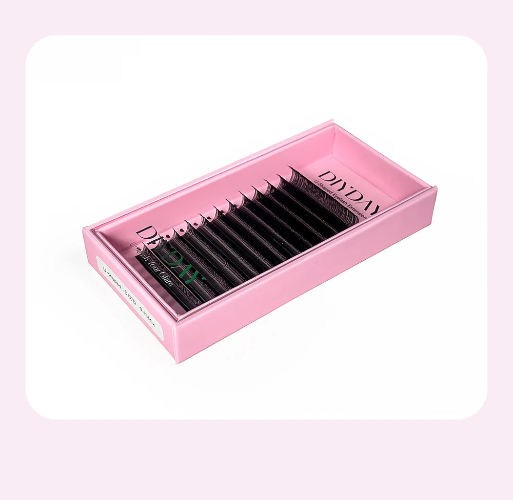 DIYDAY U-shaped Eyelash Extension Easy to Apply 3D Volume False Lashes Natural Wispy U YY Shape Faux Mink Eyelashes for