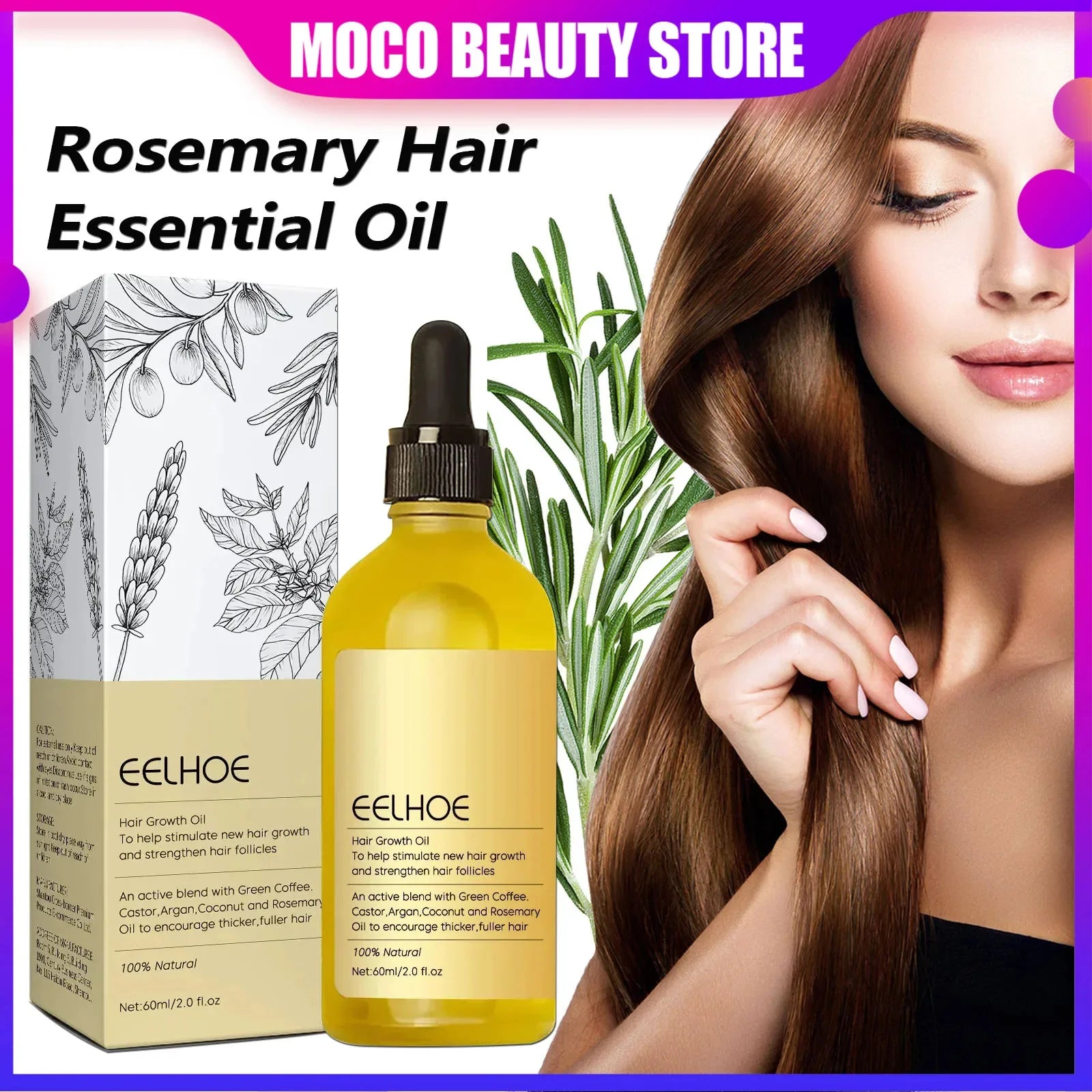 Tidesmit Rosemary Hair Growth Essential Oil for anti-hair loss, scalp repair, and thicker hair.