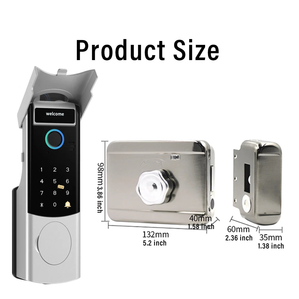 Waterproof  Support Tuya App Wifi Lock 3D Face Recognition Digital Code Keyless App Fingerprint Lock With Rechargeable Battery