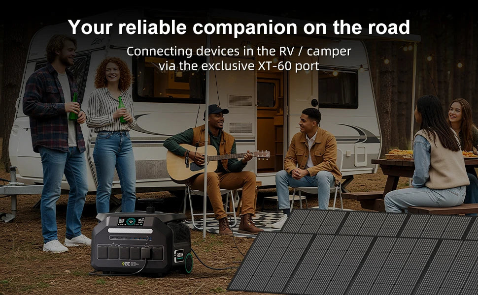 IEE P2400 2400W Portable Power Station 2048Wh LiFeP04 APP Control With Lighting Camp Solar Generator US AC Input/Output PV Inupt