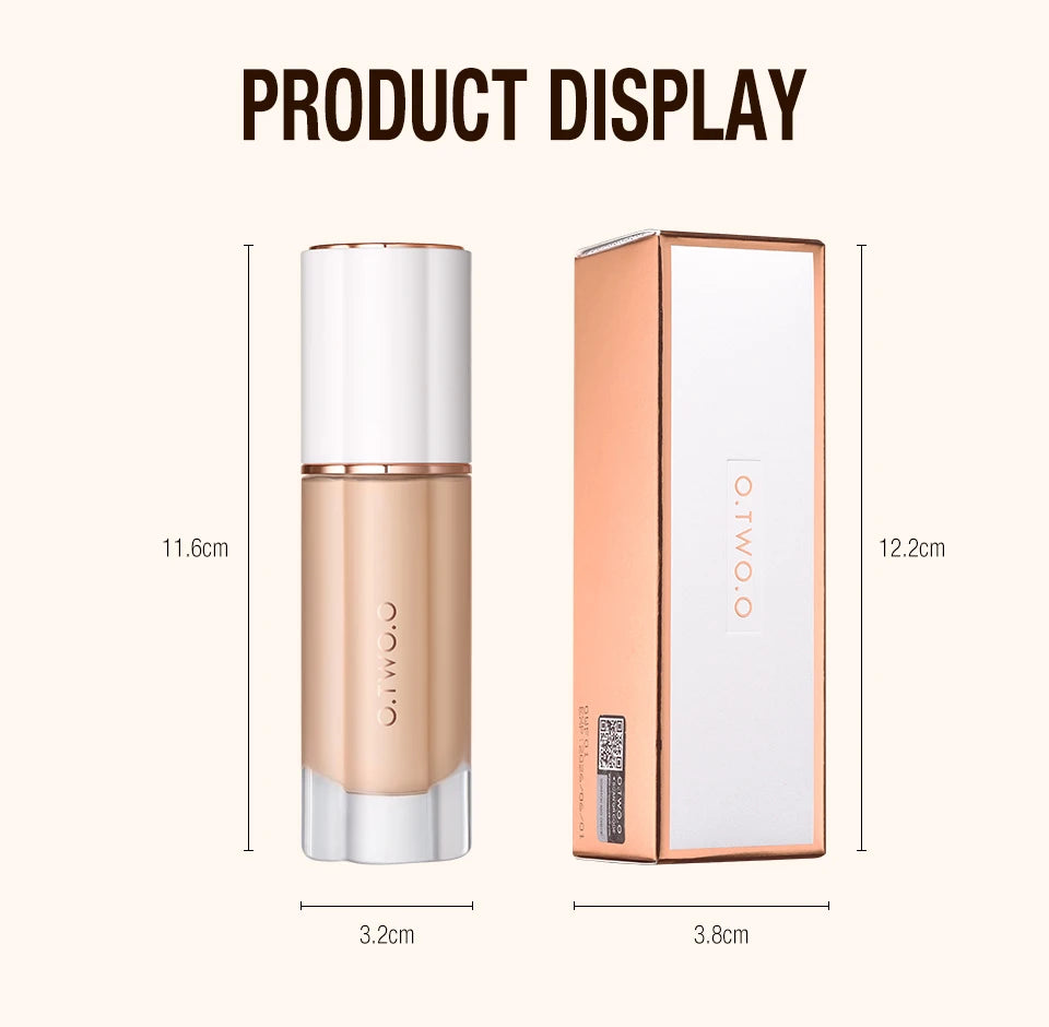 Tidesmit O.TWO.O liquid foundation cream texture close-up featuring SPF30 high coverage waterproof face makeup base