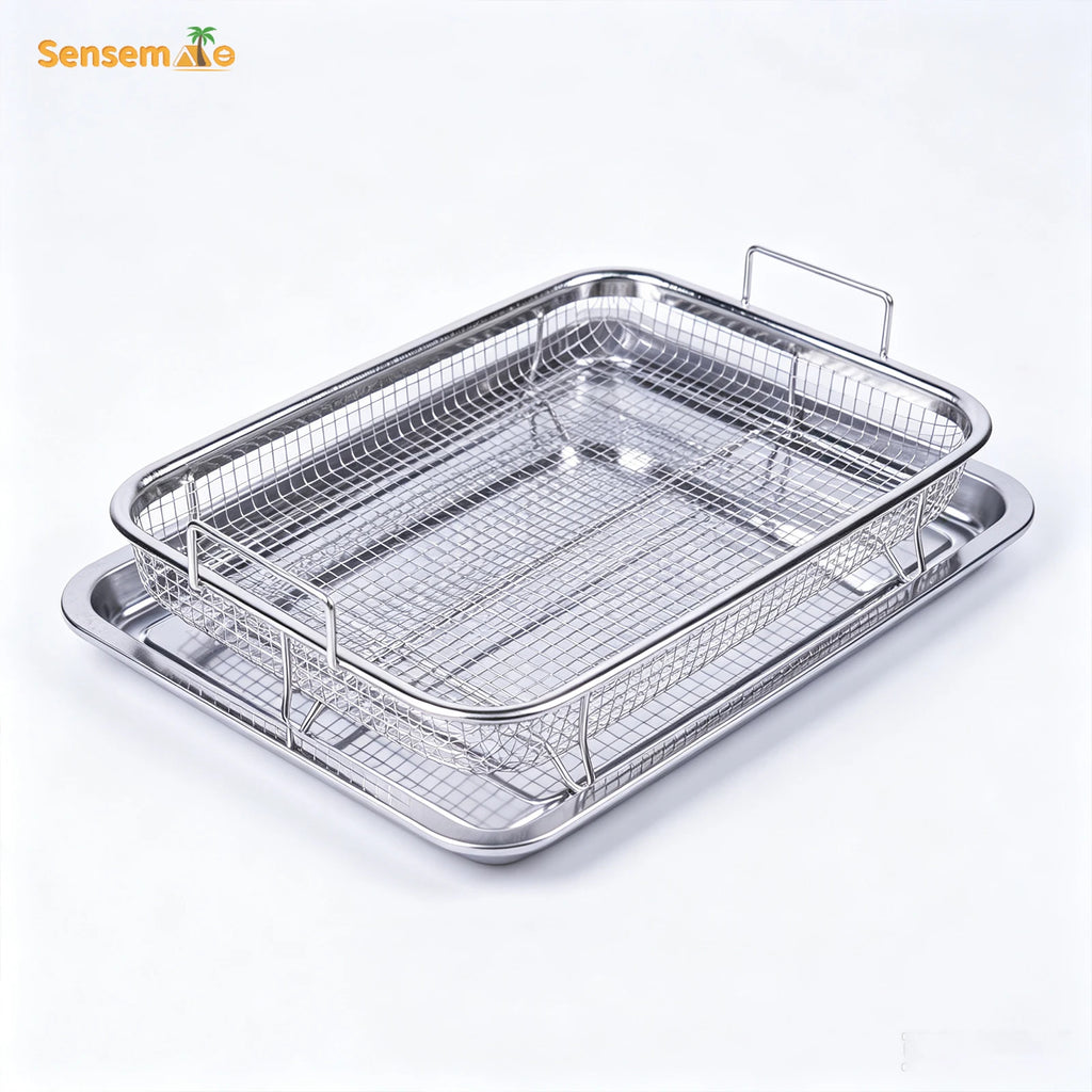Oven Baking Tray Stainless Steel Baking Pan With A Rack Air Fryer Basket Frying Basket Bakeware Crisper Tray Oven Baking Pan