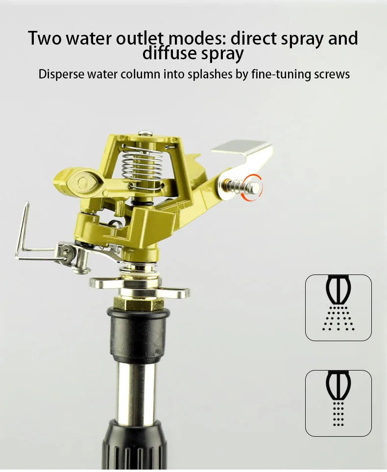360° Rotating Tripod Sprinkler, Zinc Alloy Adjustable Automatic Water Sprinkler for Lawn Garden Vegetable Irrigation