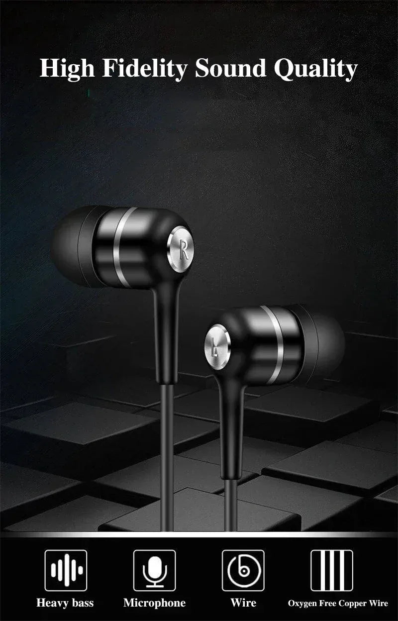 3.5mm Wired Headphones In Ear Headset Wired Earphones with Microphone Bass HiFi Stereo Earbuds Sports In-line Control For Phones Tidesmit