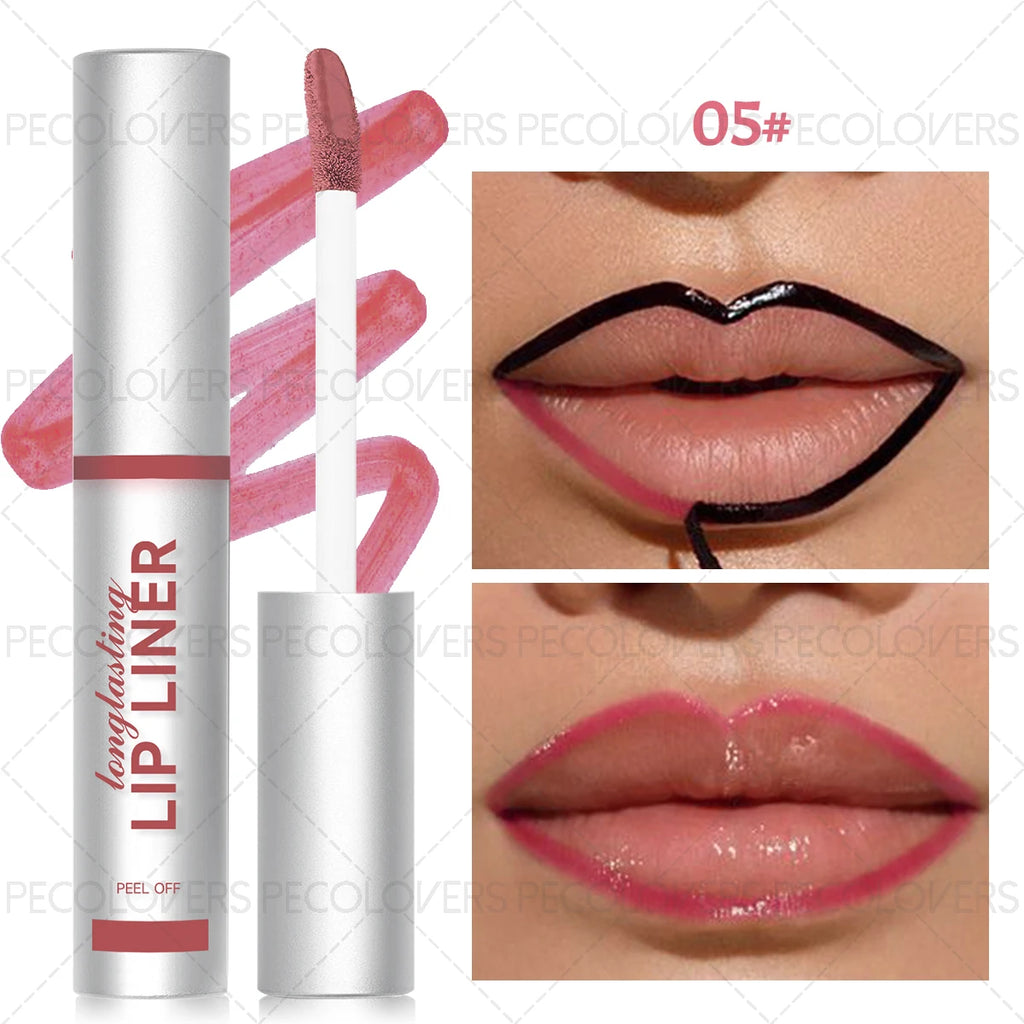 Waterproof peel-off lip liner in shade 05, long-lasting matte lip tint with doe-foot applicator for defined lips.