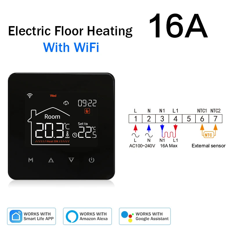 Tuya Smart Home Wifi Thermostat For Underfloor Heating Smart Thermostat Boiler Temperature Controller 220V Alexa Google Home