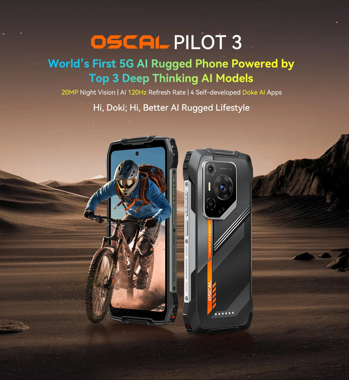 Blackview OSCAL PILOT 3 5G mobile phones AI Rugged Smartphone MTK 6300, 6.78" 2.4K Display 120Hz, 12GB 256GB, 7500Amh Phones