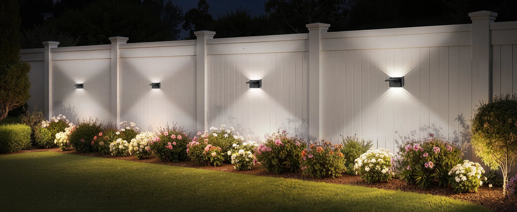 intelamp Solar Wall Lights 2 Pack with Remote, 3 Color Modes, IP65 | Customizable Up/Down lighting, IP65 Waterproof Solar Lamp for Outdoor Walls, Fences, Patios and Entryways