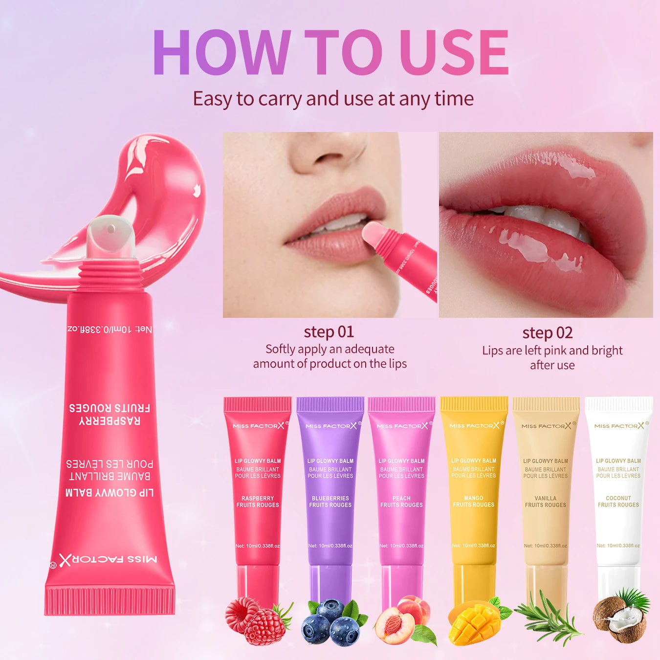 Fruit Flavored Lip Oil Set – 6-Piece Hydrating Lip Care Treatment Lip Care Tidesmit