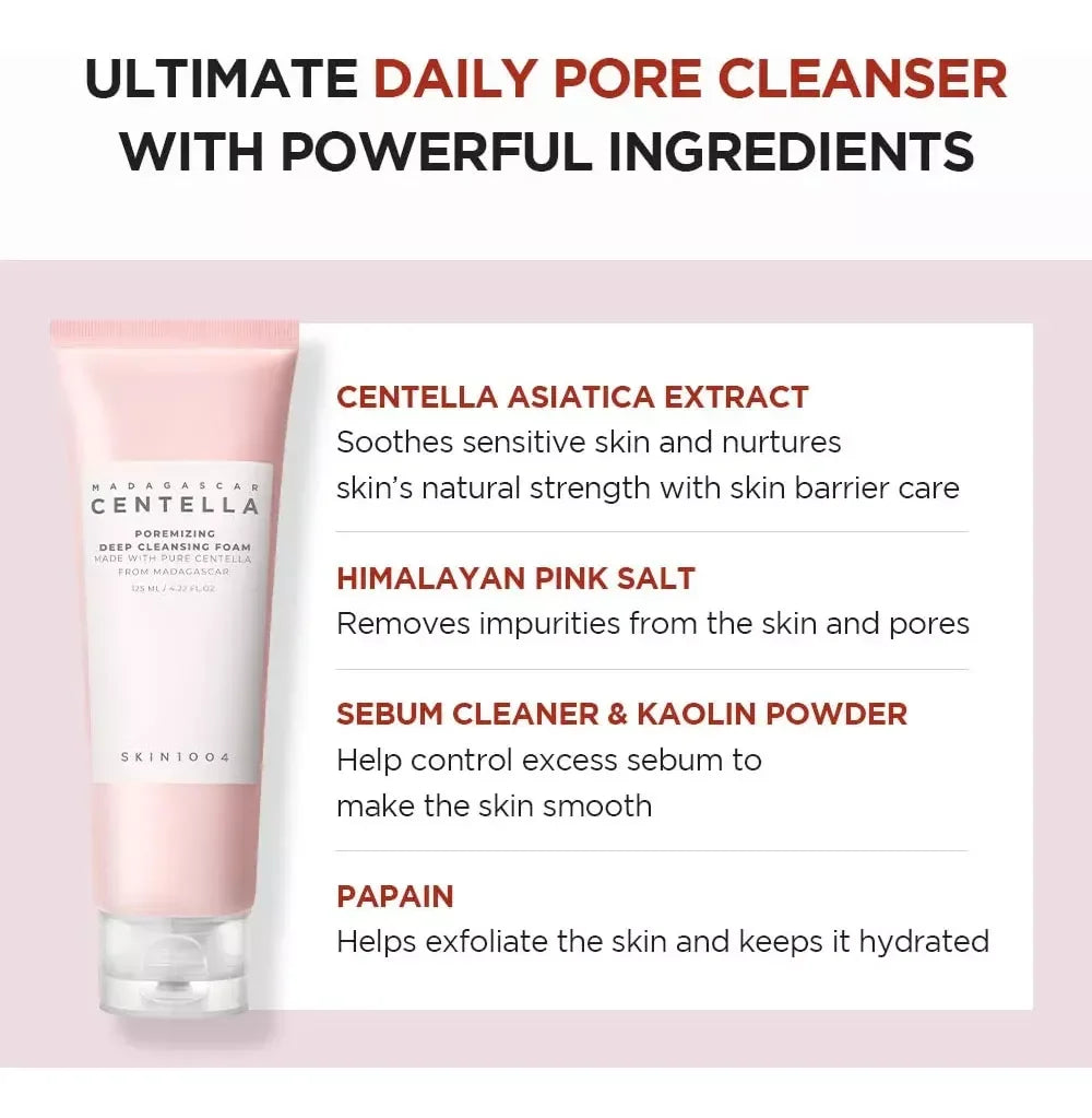 SKIN1004 Madagascar Centella Poremizing Skincare Set Korean Cosmetics Toner Ampoule Gel Cream Face Wash Cleanser Pore Beauty Kit