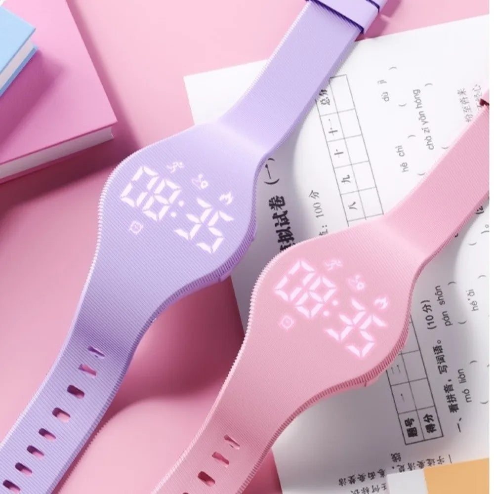 LED Digital Kids Smart Silicone Wristband Waterproof with Running Pedometer Vibrating Alarm Clock Monitor Vibration