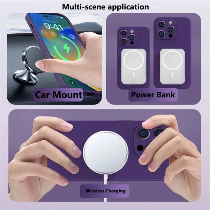 Magnetic Silicone iPhone Case - Shock-Absorbing MagSafe Cover for iPhone Tidesmit