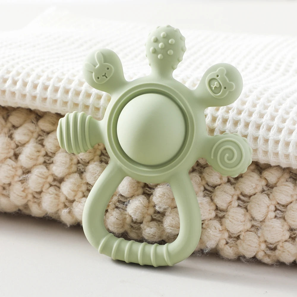 Baby BPA Free Silicone Teether Toy Rattle Silicone Teething for Teeth Newborn Accessories Food Grade Infant Soothing Nusing Toys