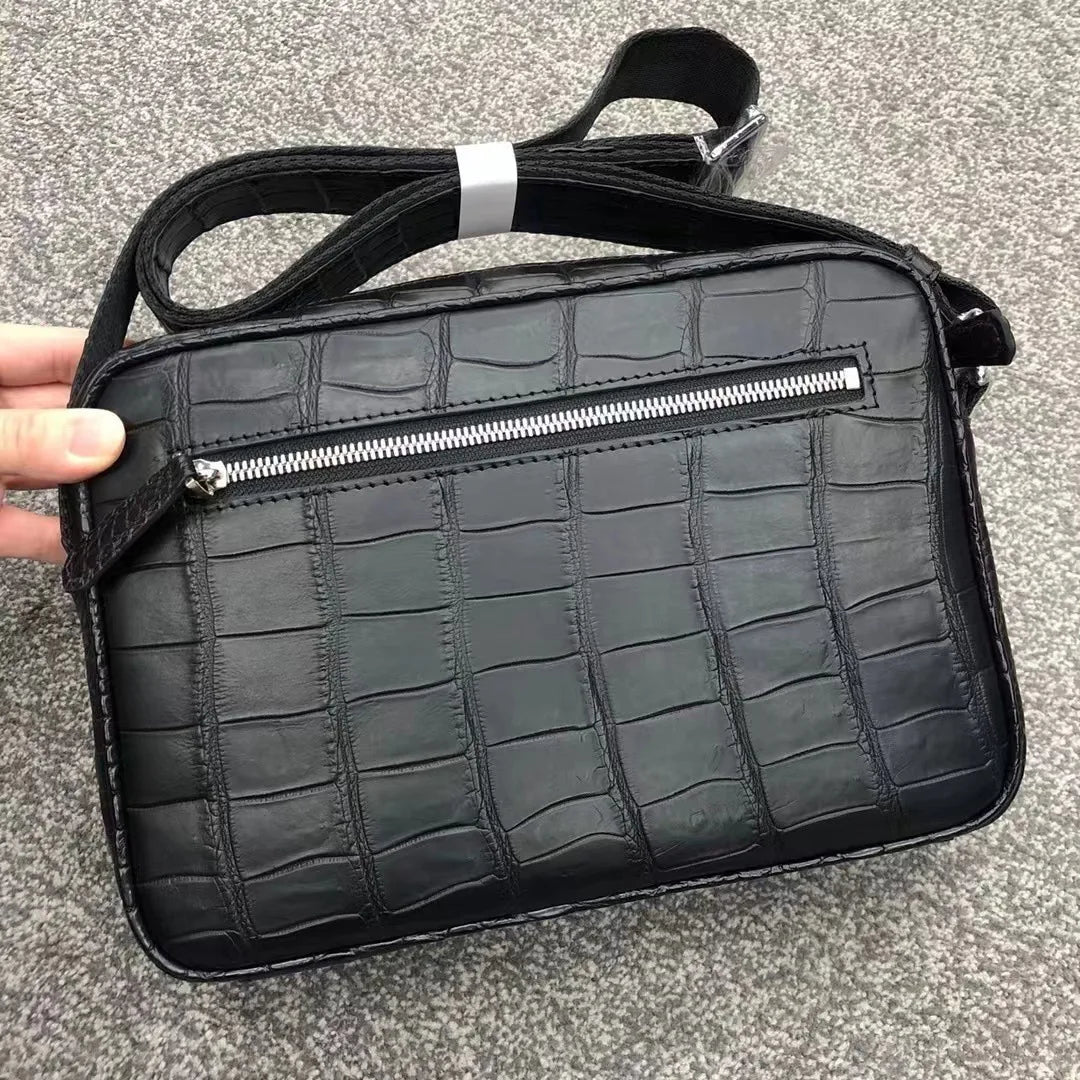 2022 New Designer Belly Crocodile Skin Men's Shoulder Bag Fashion Men Real Crocodile Bag High Quality Large Capacity Male Bag 45