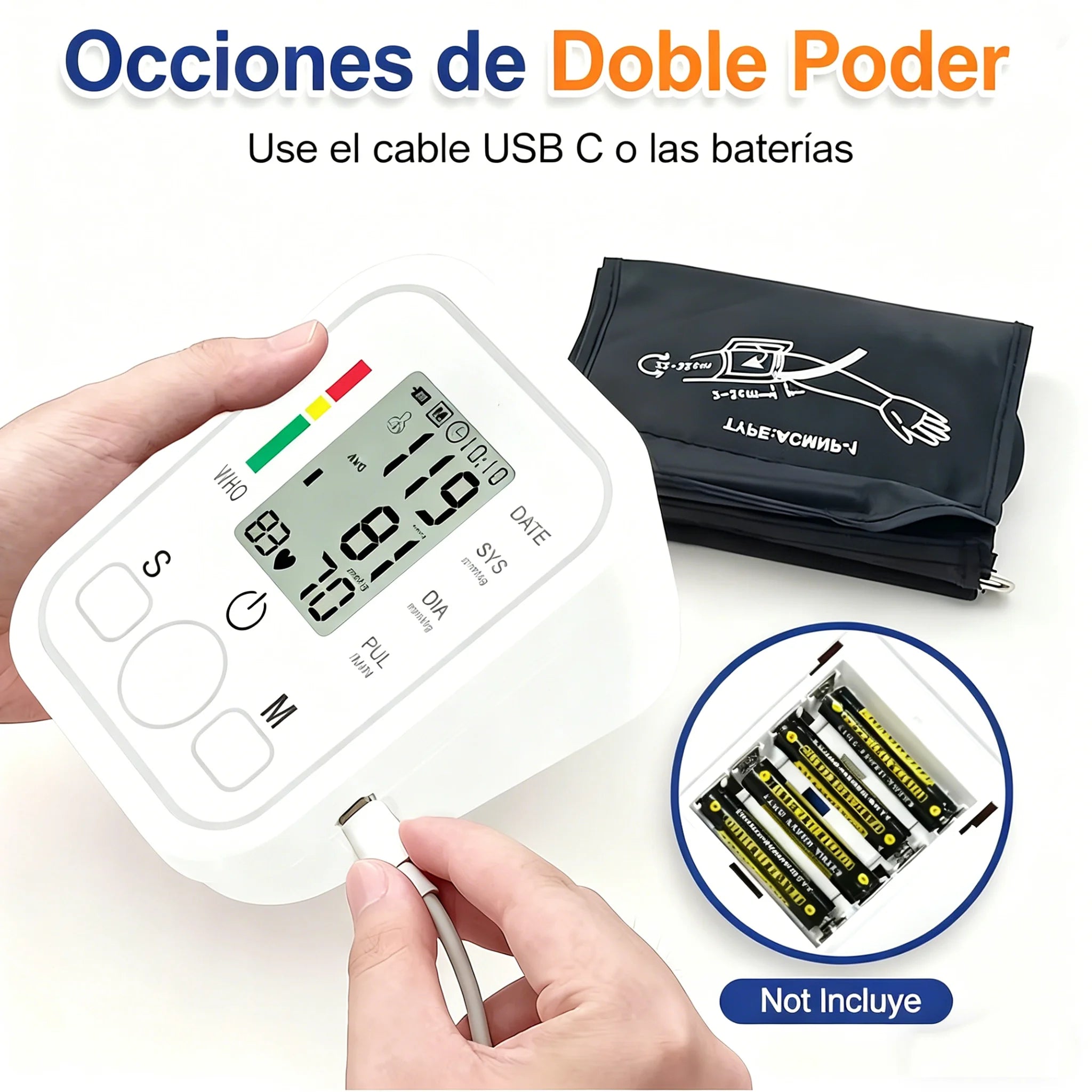 Spanish Voice Arm Automatic Blood Pressure Monitor BP Sphygmomanometer Pressure Meter Tonometer for Measuring Arterial Pressure