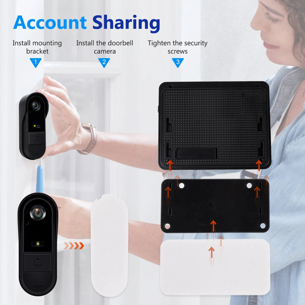 Podofo 4.3in Two-way Intercom Doorbell with 64G Card HD Night Vision IPS Screen Waterproof Visual Doorbell Home Security Video