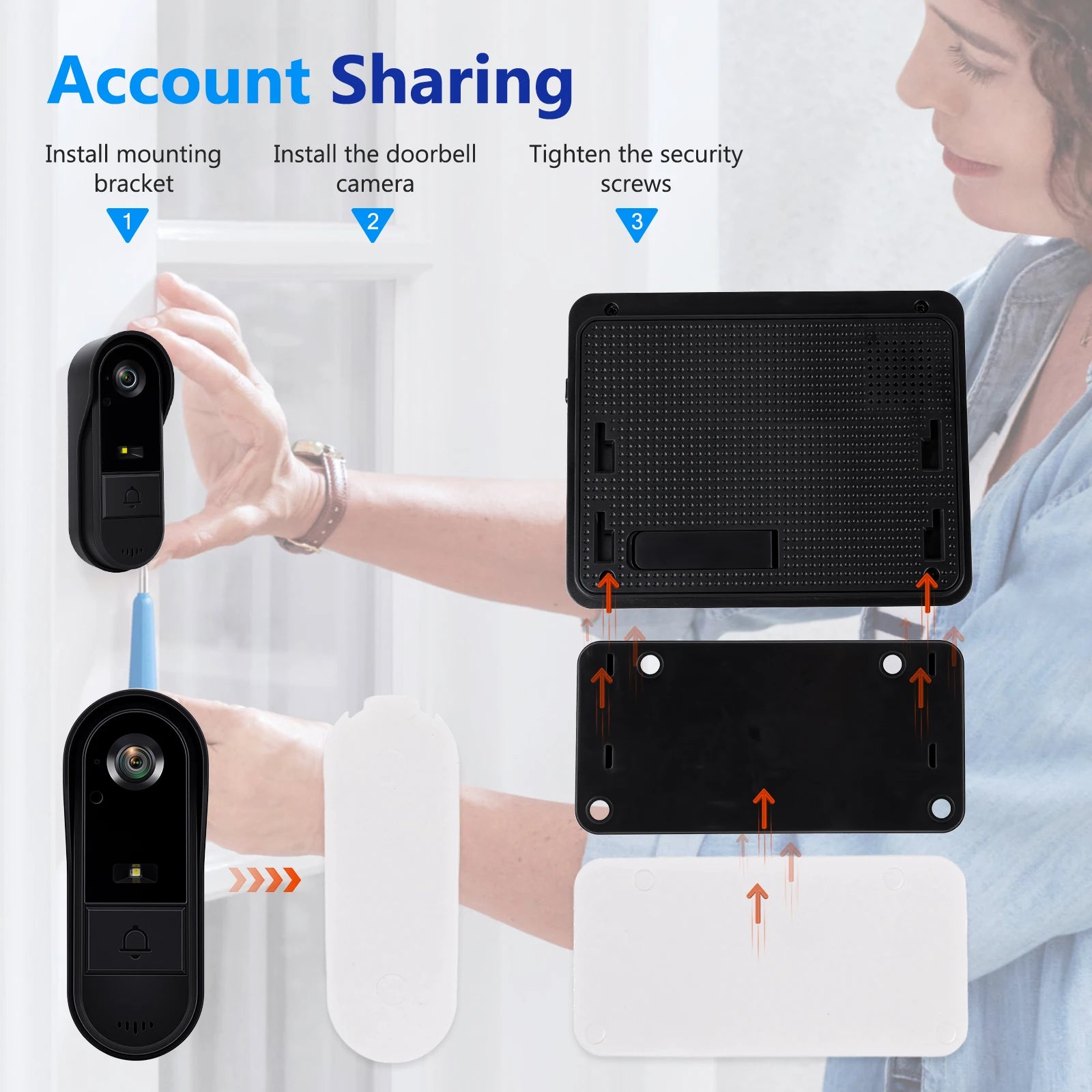 Podofo 4.3in Two-way Intercom Doorbell with 64G Card HD Night Vision IPS Screen Waterproof Visual Doorbell Home Security Video