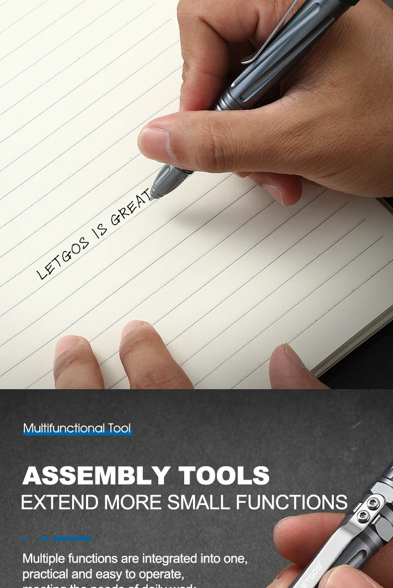 LETGOS Tungsten Steel Tactical Pen - Emergency Self Defense Multi Tool Survival Pen + Glass Breaker + EDC Tool Box Set for Men