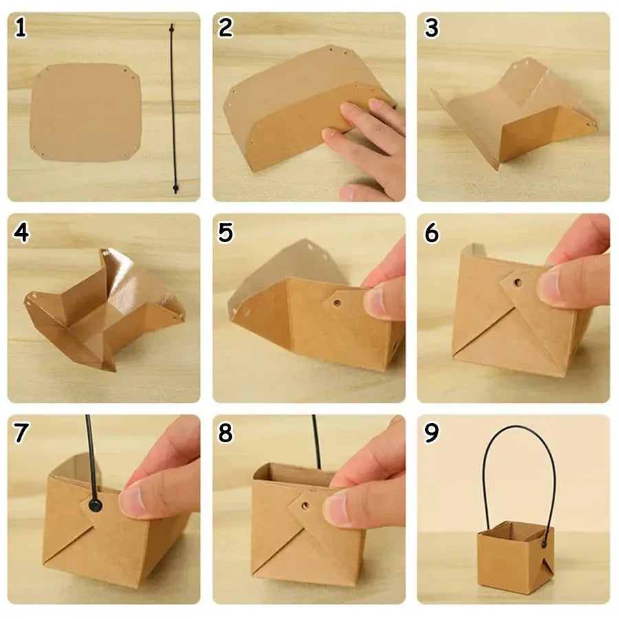5-20pcs 6cm Kraft Paper Succulent Potted Plant Box Indoor Outdoor Universal Foldable Hanging Potted Plant Box Gardening Tools