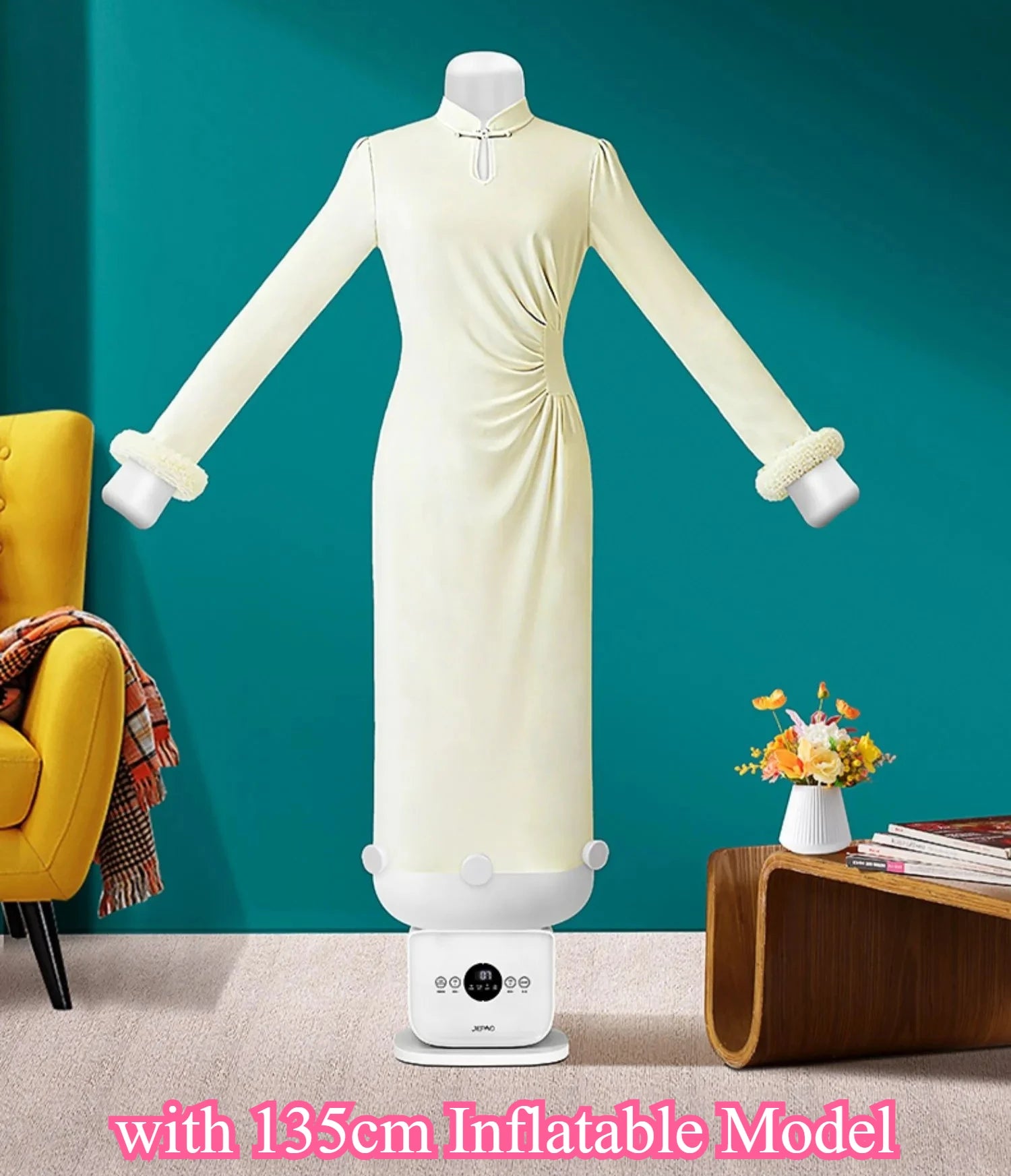 Tidesmit portable foldable electric heated air dryer and ironing steam machine for clothes and shoes, side view.