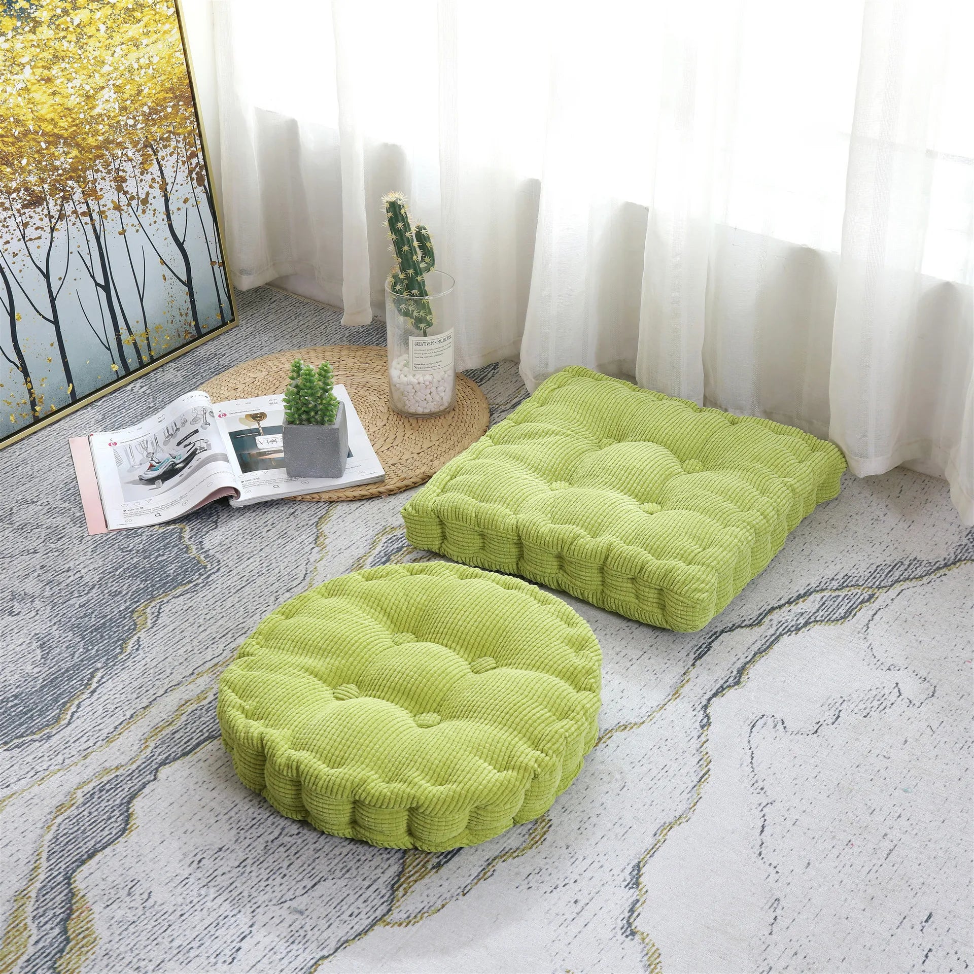 Thicken Square Round Corncob Tatami Seat Office Chair Cushion Sofa for Home Floor Decor Textile Knee Pillow Office Indoor Mat