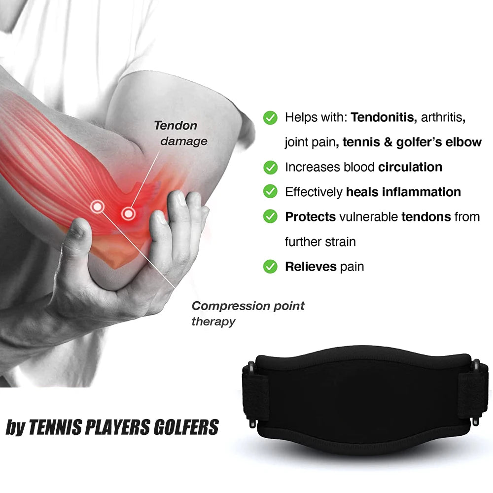 1 PCS Tennis Elbow Brace for Tendonitis, Forearm Brace Support Band with Compression Pad and Elbow Strap Wrap for Golfers Unisex