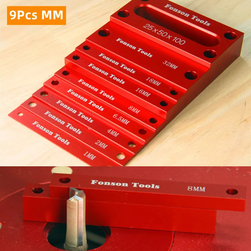 16Pc Inch / 9Pc Metric Setup Blocks Height Gauge Set, Precision Aluminum Setup Bars for Router and Table Saws Woodworking Set Up