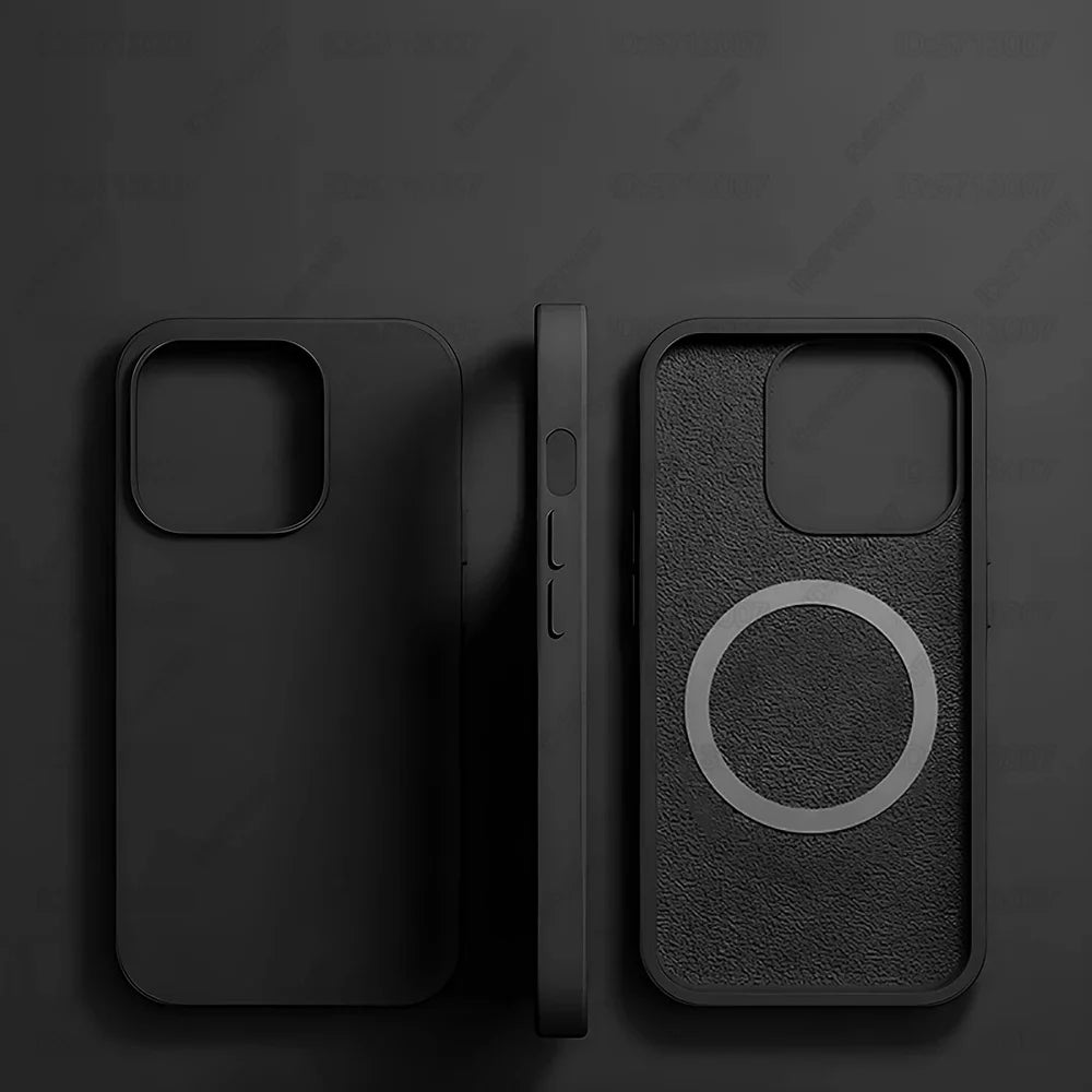 Magnetic Liquid Silicone Phone Case for iPhone - Shock-Absorbing Cover Black Tidesmit