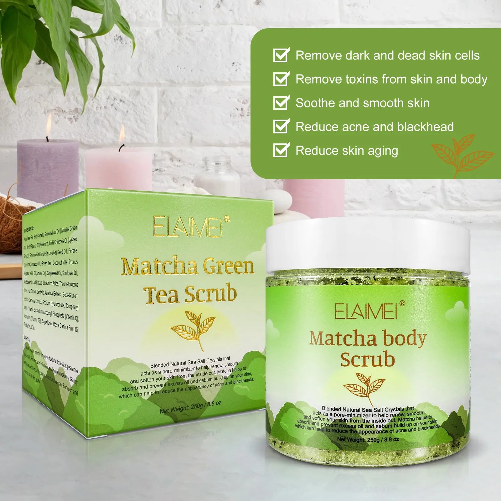 Matcha Body Scrub - Anti-Oxidant Skin Exfoliator by Tidesmit Scrubs Treatments Tidesmit