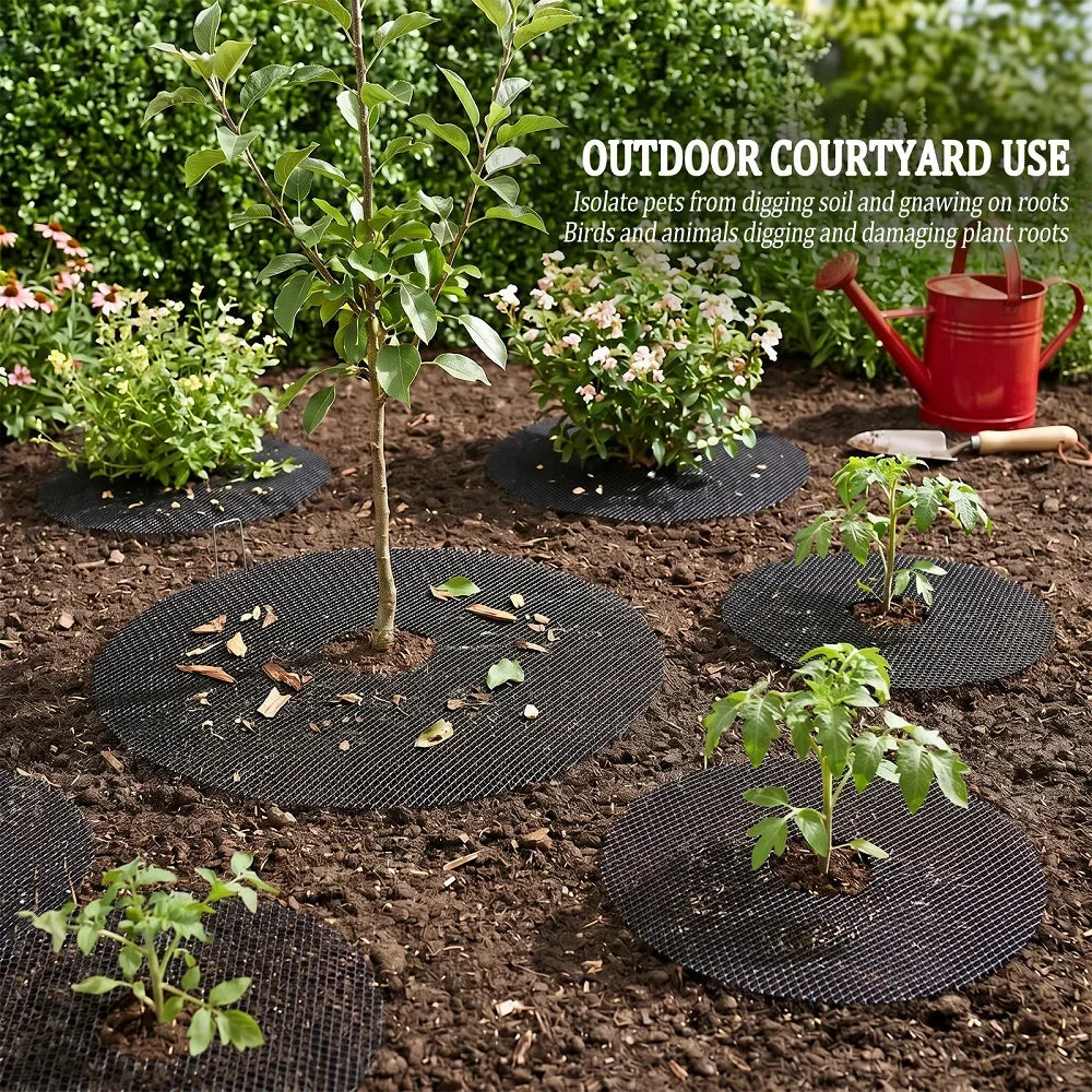 10Pcs Flower Pot Grid 30cm 40cm Planter Pot Soil Protector Cover with 20 Metal Ground Stake Indoor Outdoor Gardening Accessories
