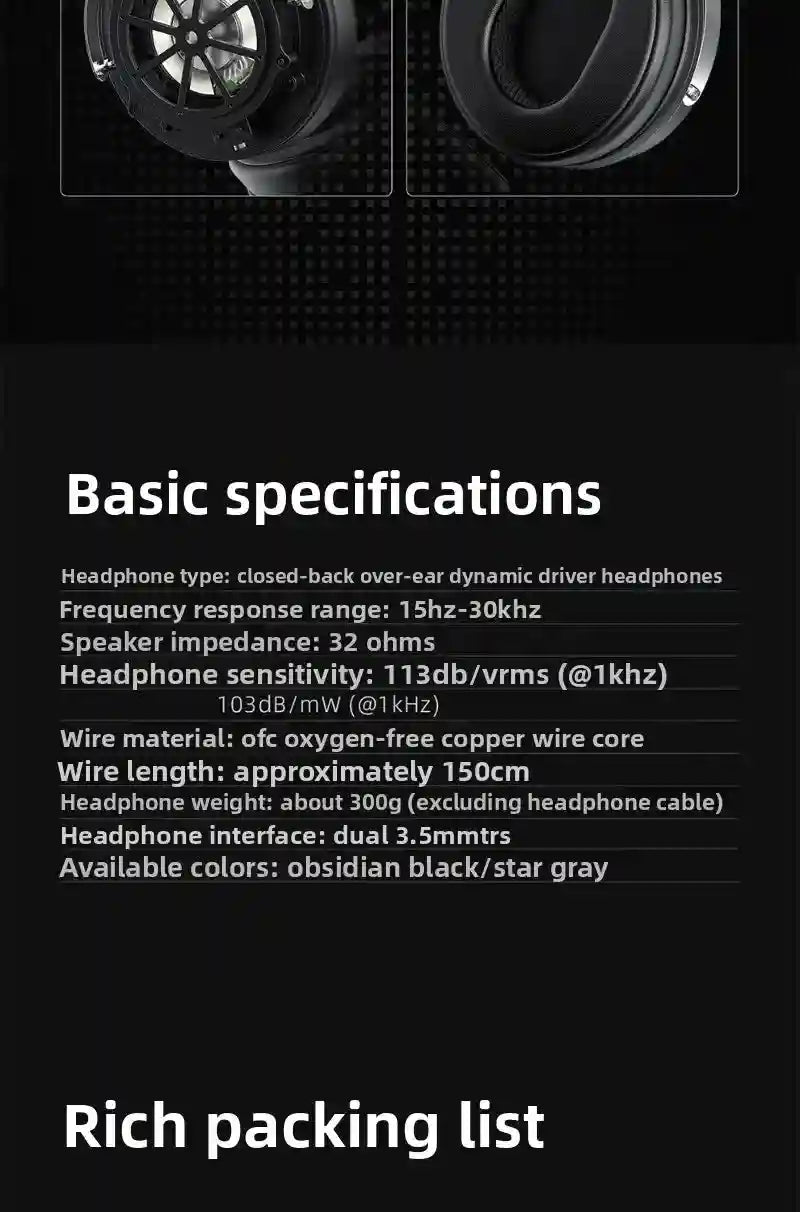 FiiO JT1 Over-Ear Headphones with 50mm Dynamic Drivers for HiFi Audio Tidesmit