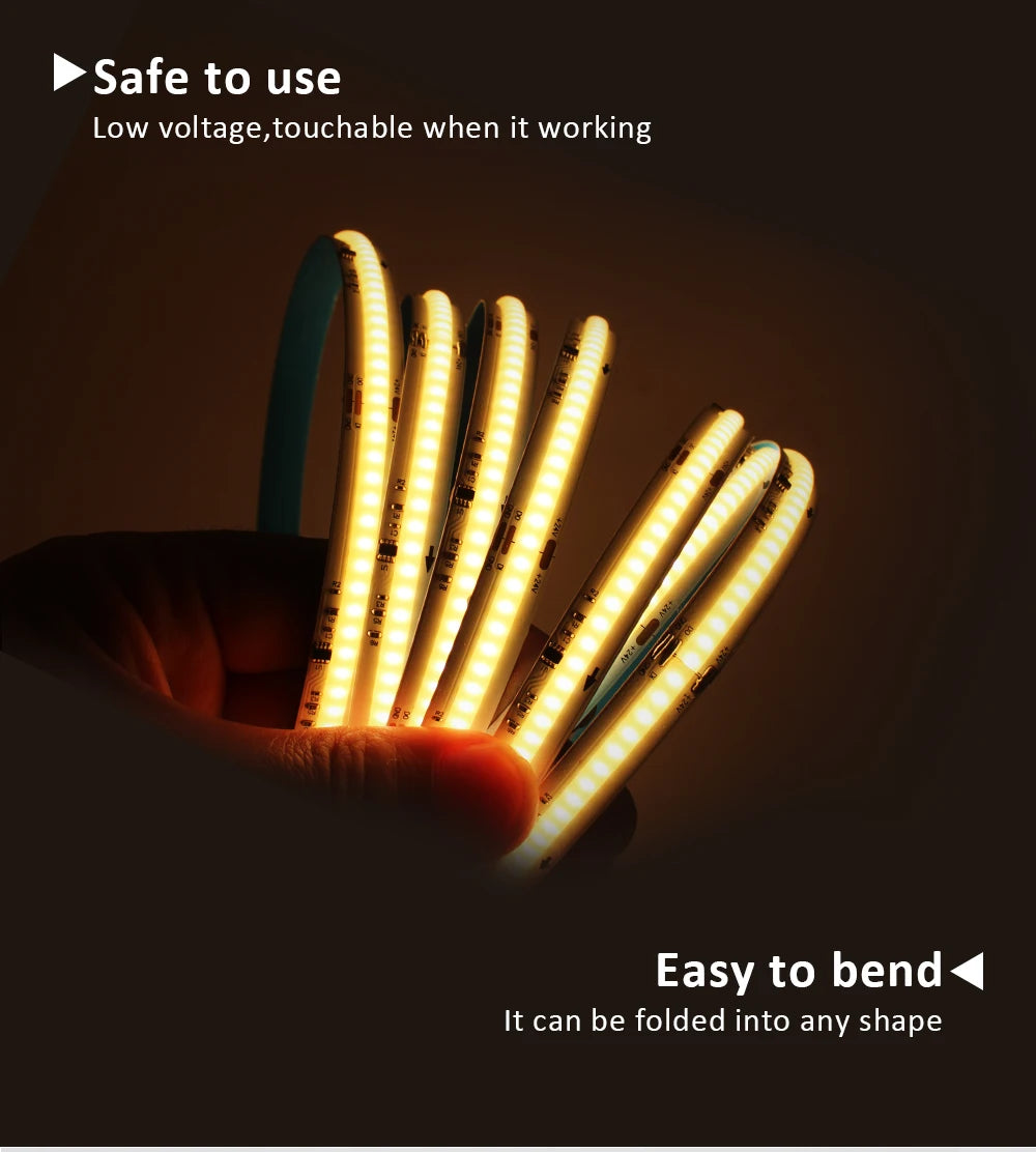 24V Horse Race Running Water Strip Light COB Flexible Ribbon 5M 10M 15M 20M Tape Lamp Work with Smart Switch Control Controller