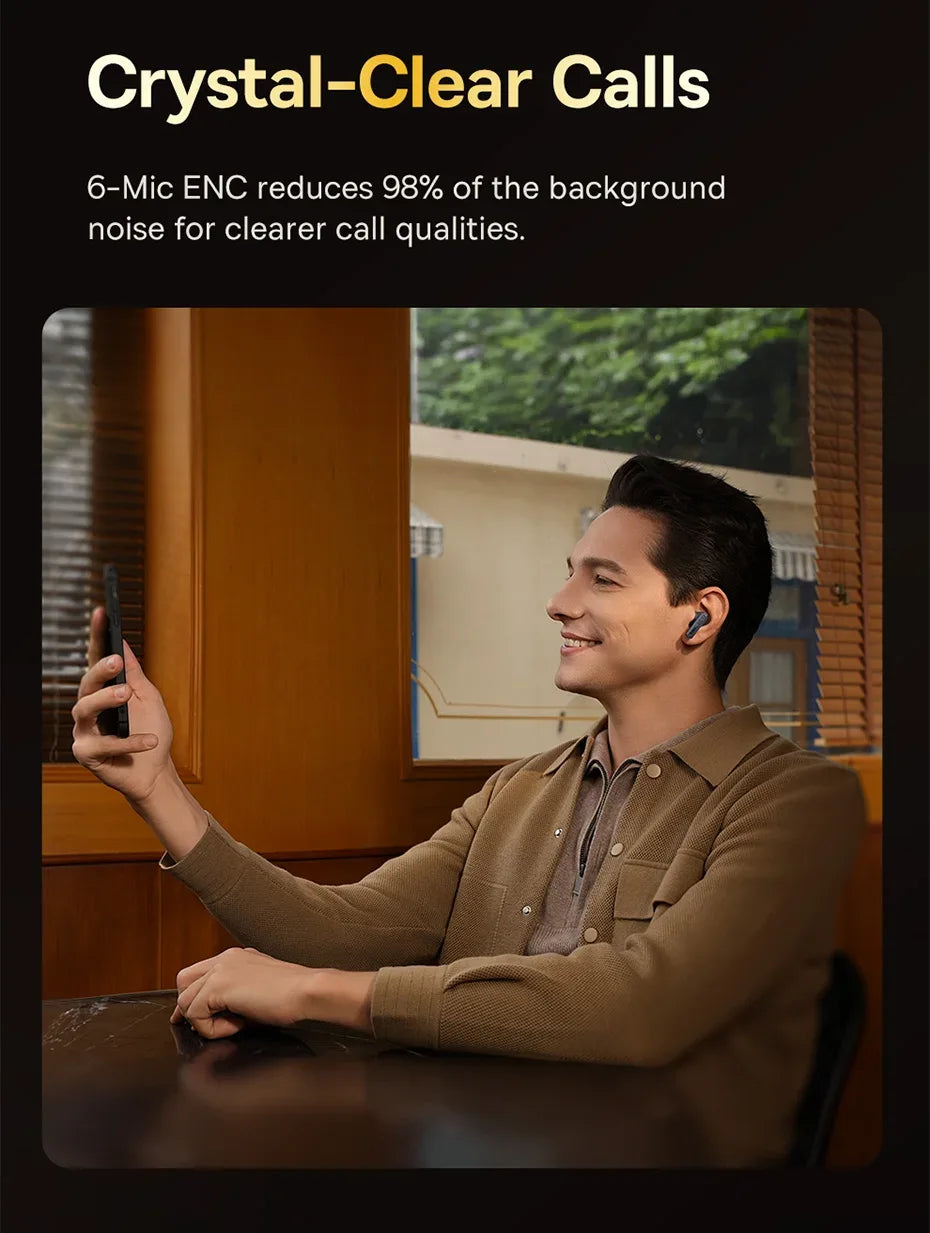 Baseus Bowie 30 Wireless Earphones 50dB Noise Reduction 65Hrs Long Playtime Bluetooth 5.3 Earbuds 6 Mics AI Call Clear Big Bass Tidesmit