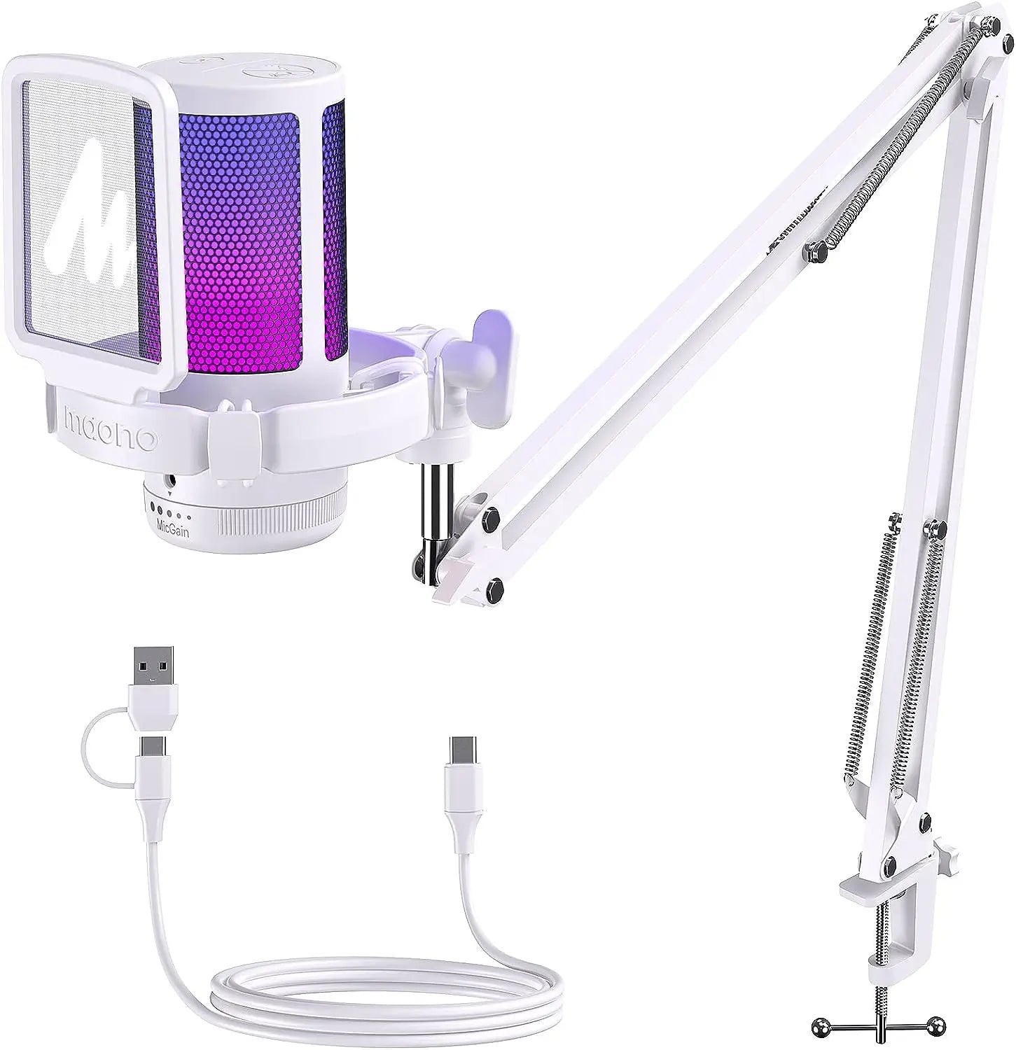 USB Gaming Microphone DGM20S with RGB Lighting and Mute Control Tidesmit
