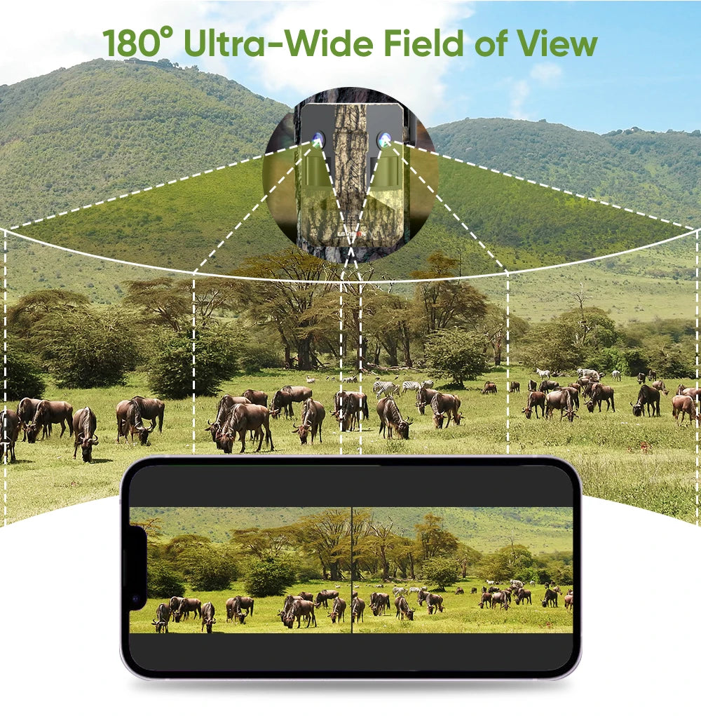 2PCS 4G LTE Cellular Trail Cameras Dual Screen Dual PIR Outdoor Hunting Wildlife Cameras AI Animal Recognition 0.2s Trigger UCON