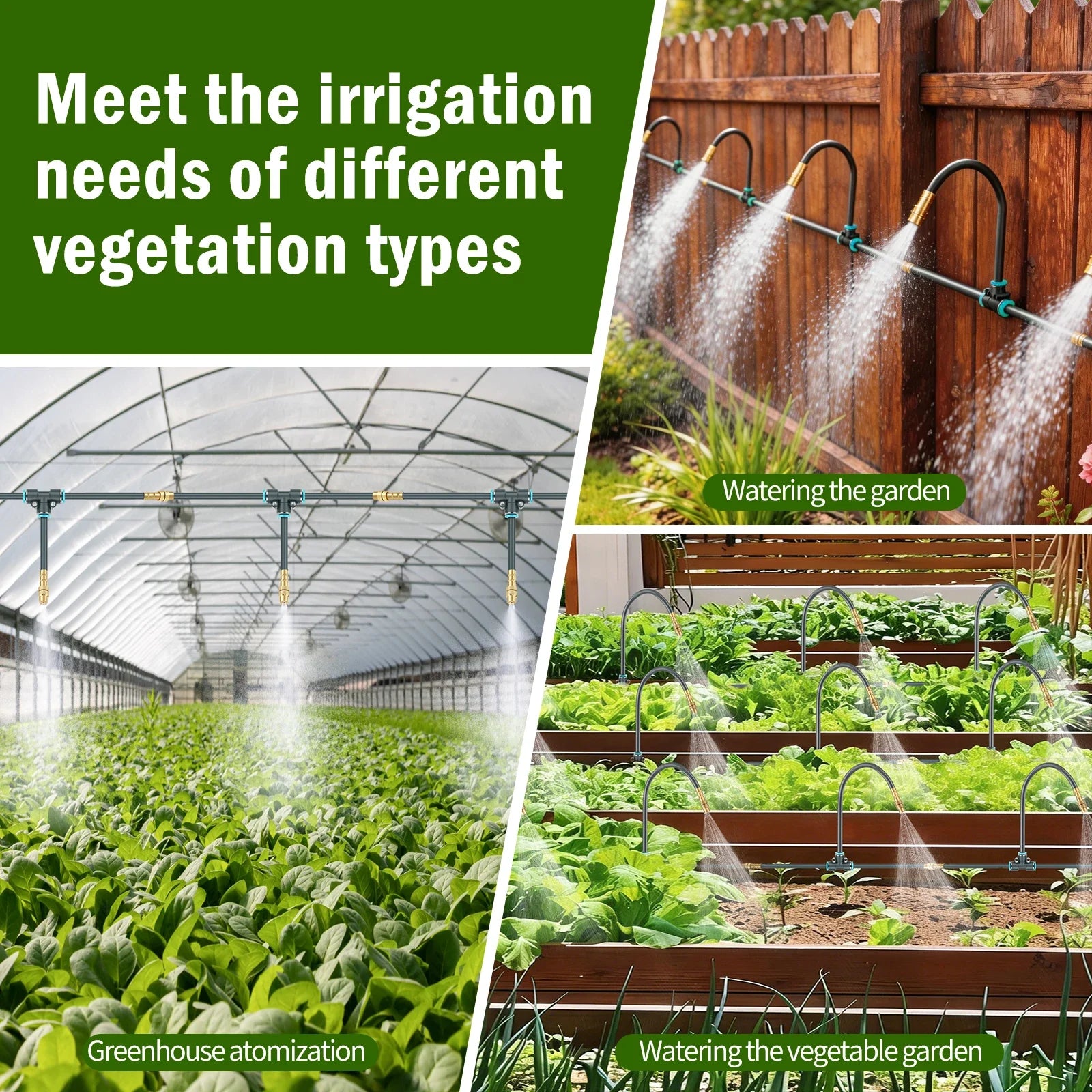 30M 1/4inch Drip Irrigation System Garden Automatic Watering Kit with 360° Adjustable Copper Nozzles for Greenhouse Lawn