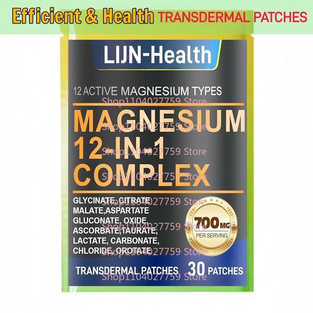 30 Patches Magnesium Complex Transdermal Patches with Glycinate, Citrate,Taurate & More for Muscle, Heart, Sleep,  Nerve Support