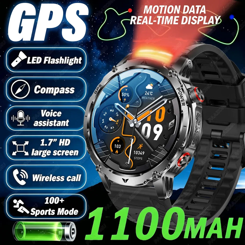 New T-Rex3 Ultra Smartwatch 1100mAh Battery GPS Compass IP69K Waterproof Outdoor Sports Tracker Military Grade Watch