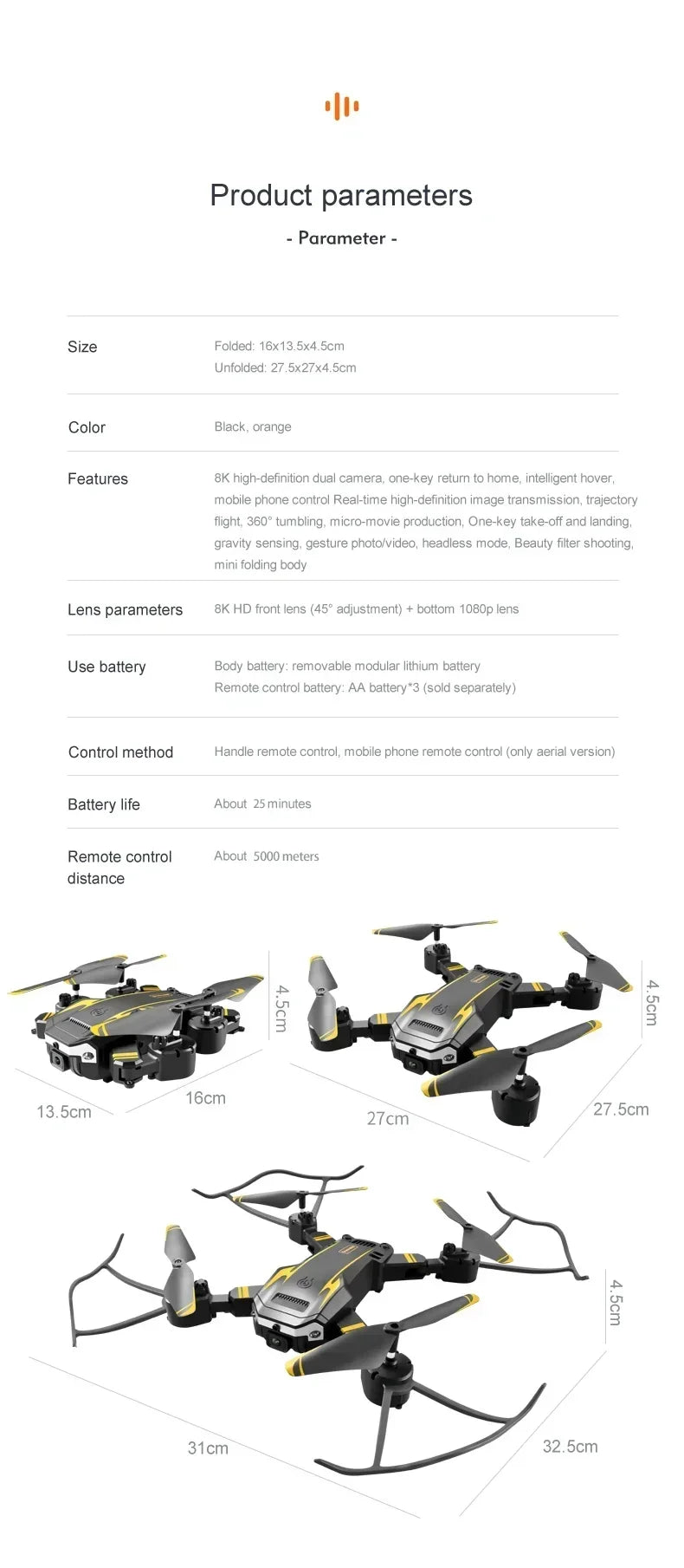 8K GPS Camera Drone Foldable Quadcopter with Obstacle Avoidance Tidesmit