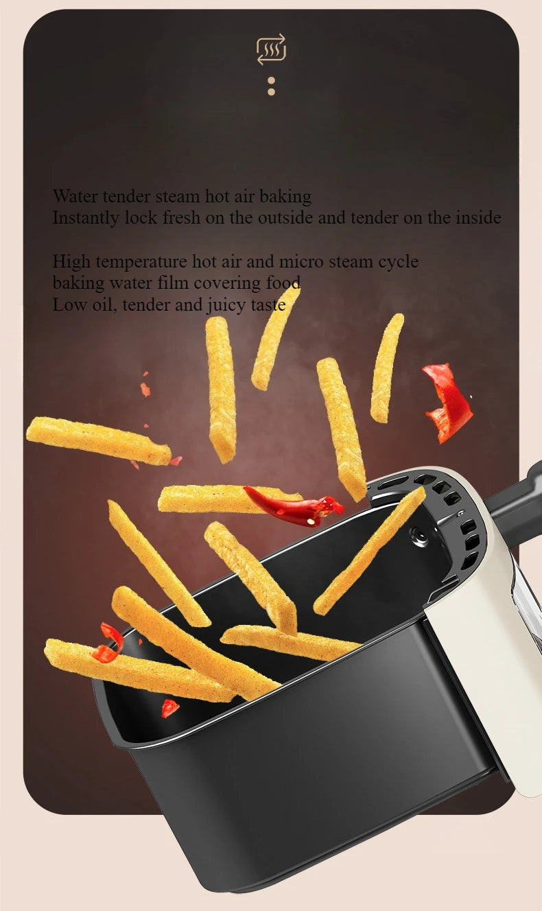 220V Air Fryer Household New Intelligent Large Capacity Visual Non Flip Oil Free Multifunctional Electric Oven Machine