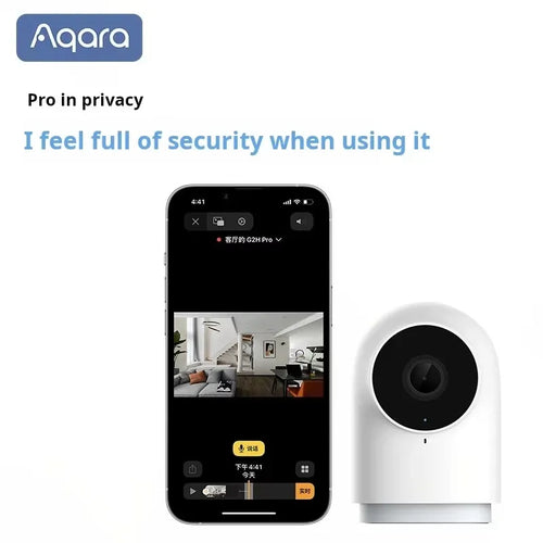White side-mounted smart security camera with black lens and wall bracket