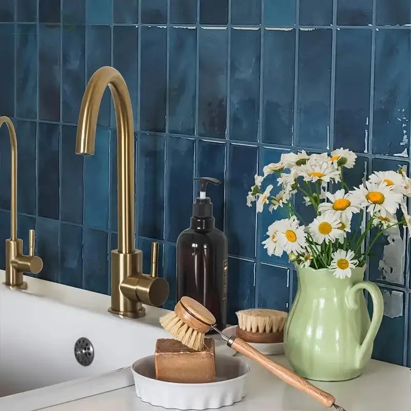 5-20 Pieces NewTile Sticker Self-adhesive Green Tile Backsplash Bathroom Wall Tile Sticker, Water and Mold Resistant, 22.9x29cm